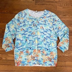 Talbots sailboat cardigan sweater